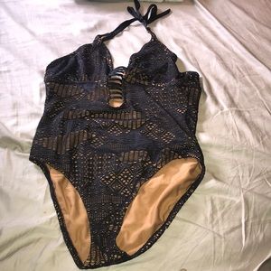 Black & Nude One Piece Bathing Suit!